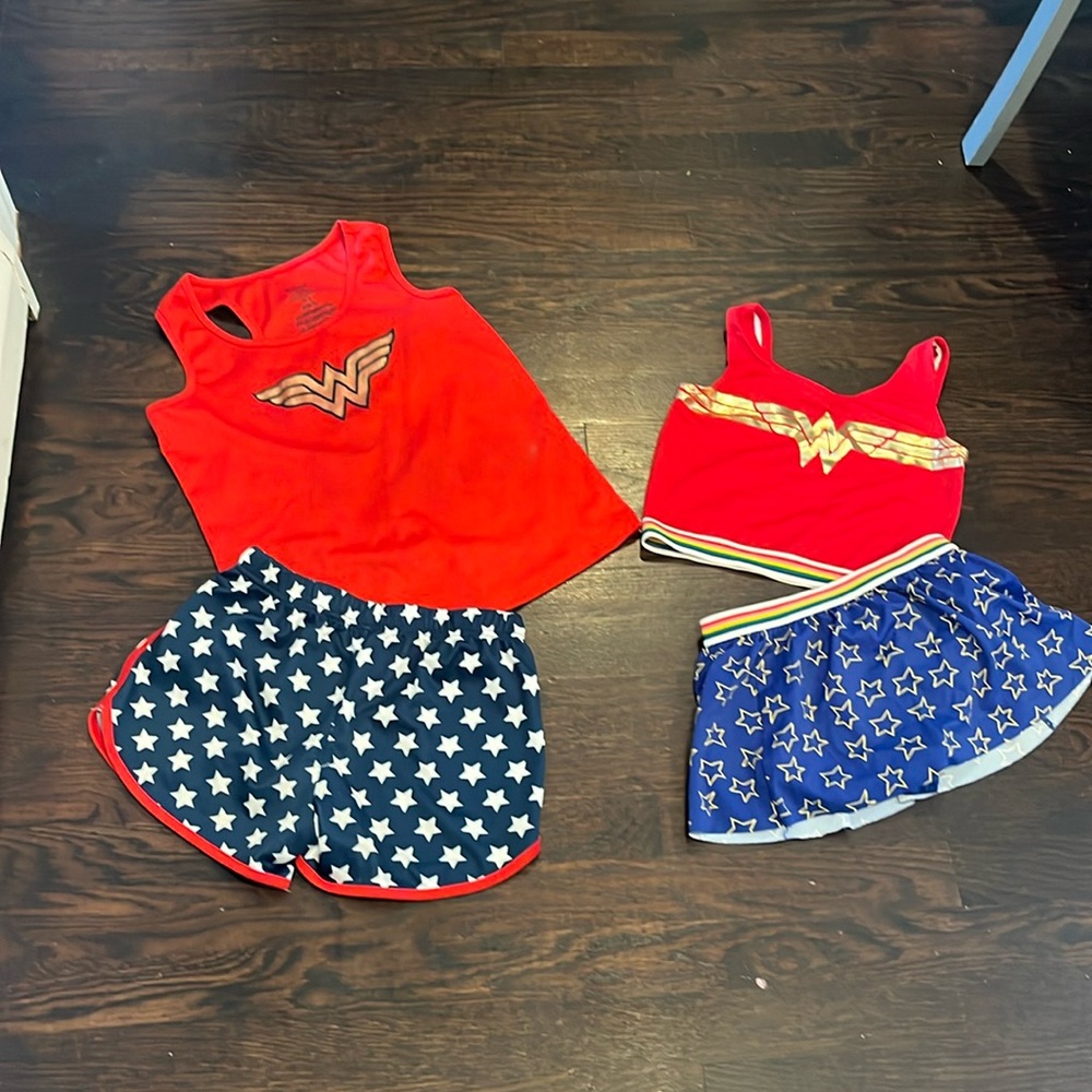 Wonder Woman bundle tankini with skirt and two piece pajama set